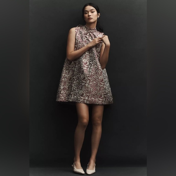 NWT! Anthropologie Pink Sunday in Brooklyn Brocade Mini Shift Dress 🔴 - Picture 2 of 6
